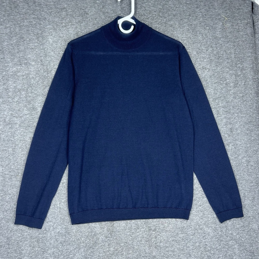 JACK‎ VICTOR Beaudry Sweater Mens Medium Blue Wool Silk Cashmere Mock Neck